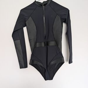 Rip Curl Black Long-Sleeve Front-Zip One-Piece Swimsuit